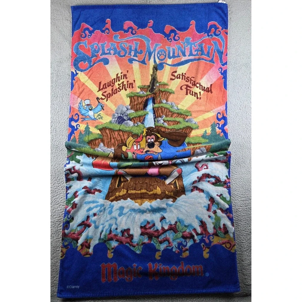 Vintage SPLASH MOUNTAIN BEACH BATH TOWEL Magic Kingdom Walt Disney World 64x31